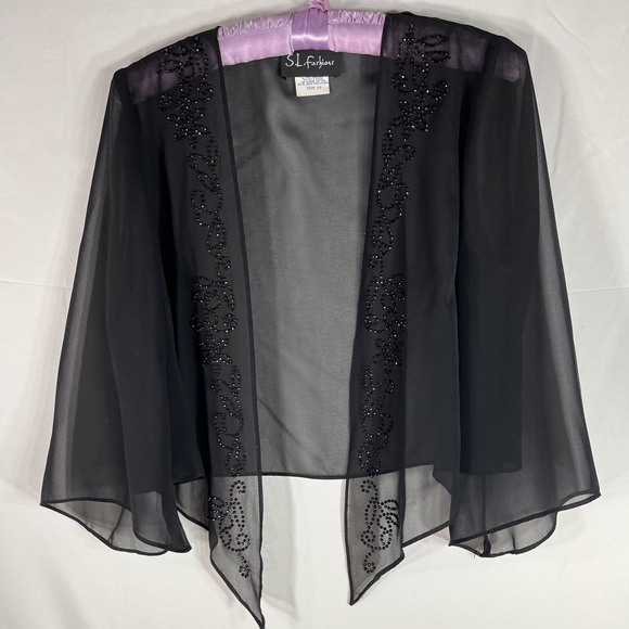 Vintage sheer black beaded shrug size 12 - Picture 2 of 5